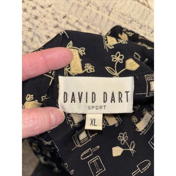 Vintage David Dart Shirt Black with Pearl Buttons GardenDesign Wear Women XL - Picture 4 of 8